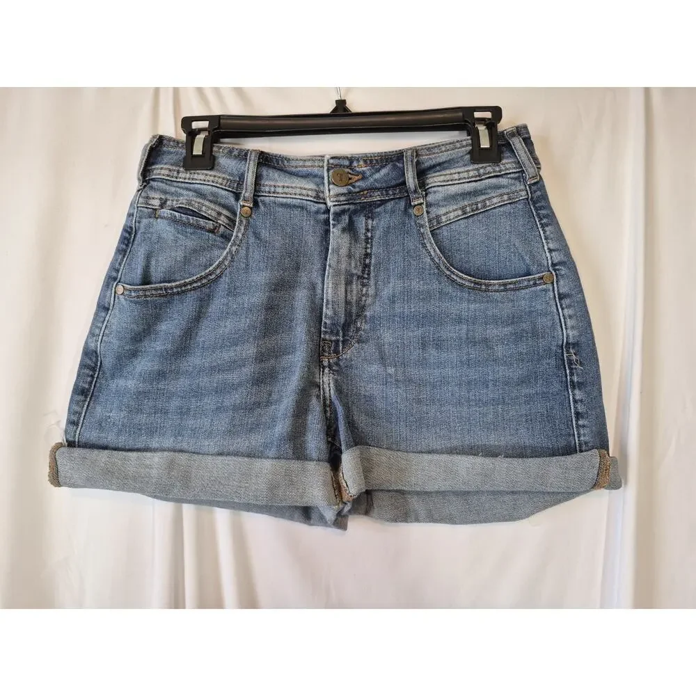 Anthropologie Pilcro Rolled Single Back Welt Pocket Cotton Denim Shorts 25 - Picture 3 of 11